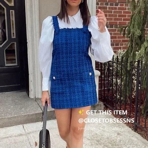 ZARA BLOGGER FAVE!!! Tweed Jumper Dress with Jewel Buttons NWT 💙 - Picture 13 of 16